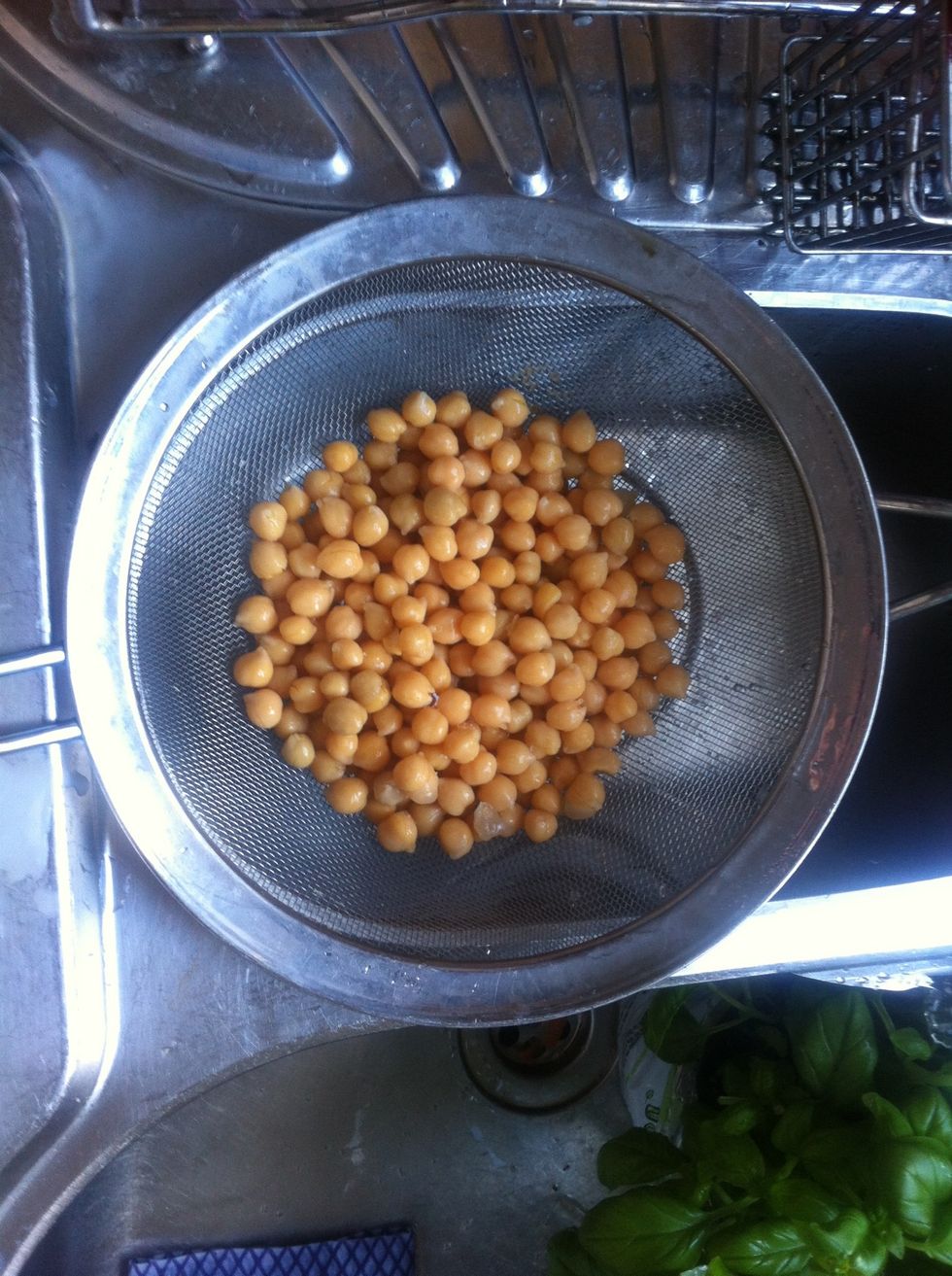 Drain a tin of chick peas.