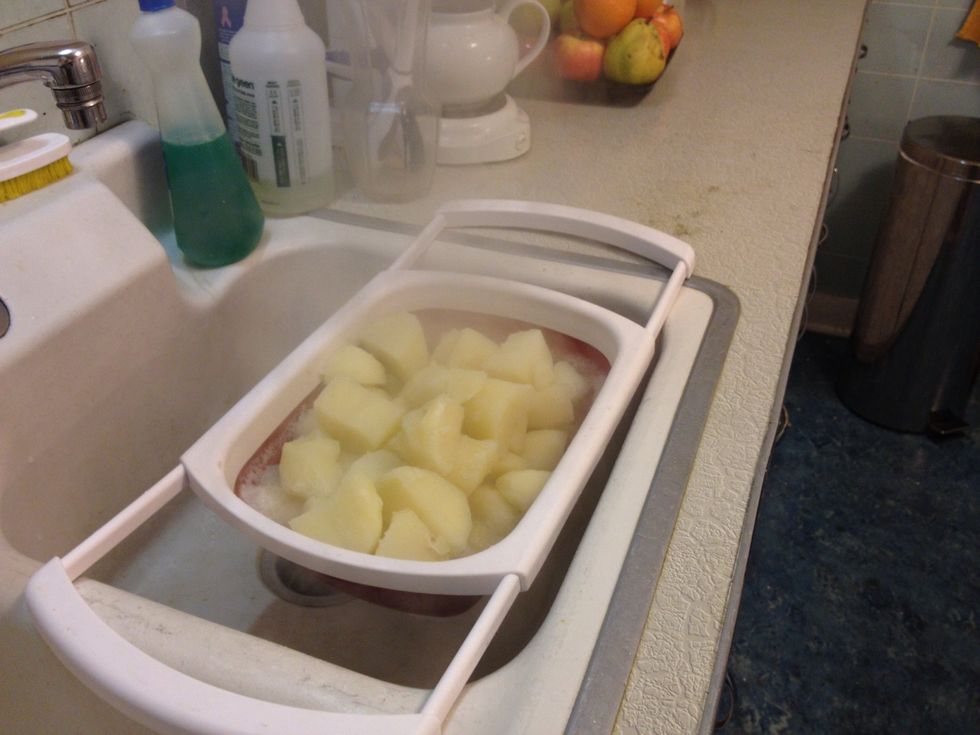 Drain and put in a mixing bowl.