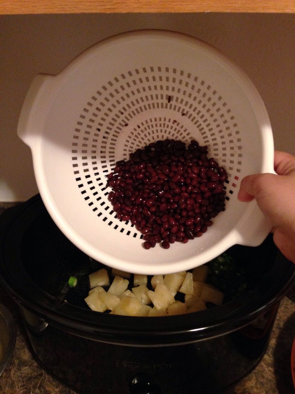 Drain and rinse the black beans really well. Add to the crock pot.