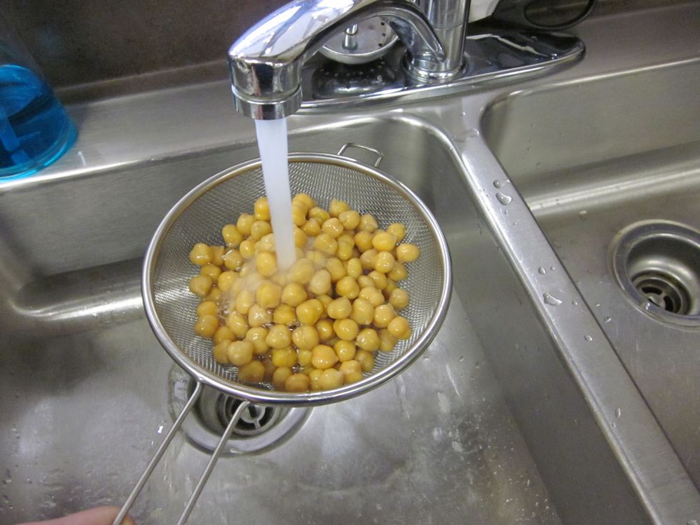 Drain and rinse the chick peas.
