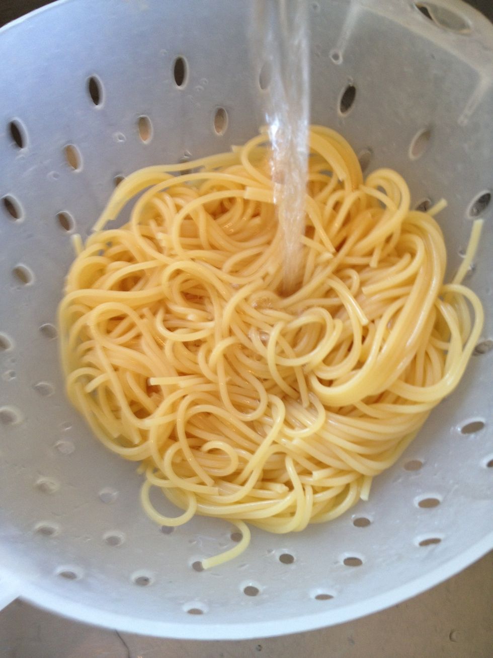 Drain and rinse with running cold water to stop the cooking