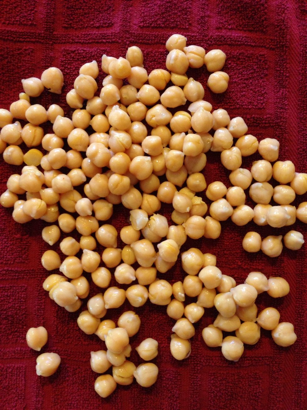 Drain and rinse your chick peas. Pat them dry!:)