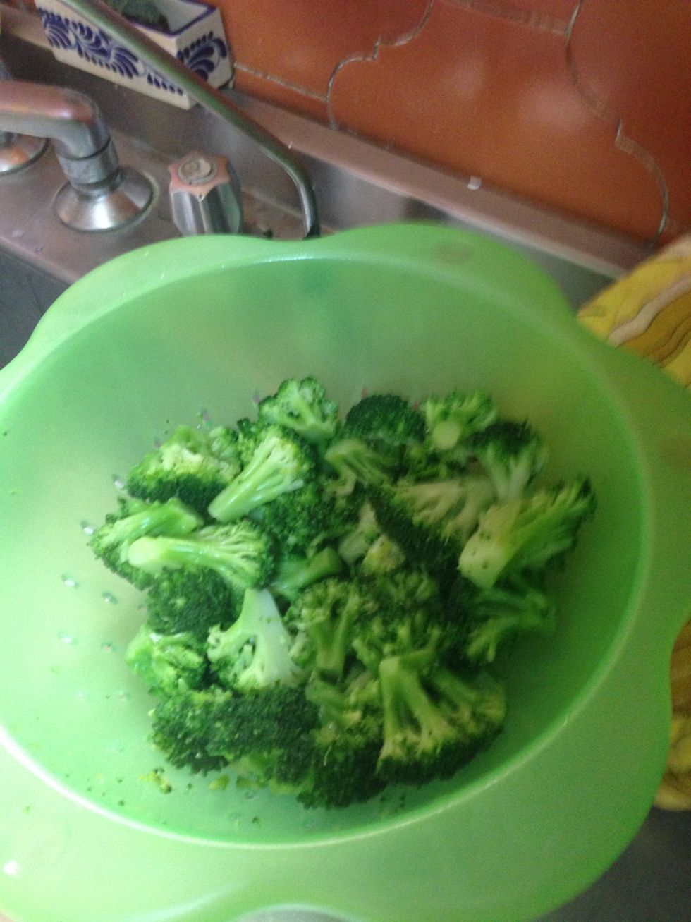 Drain broccoli with cold water