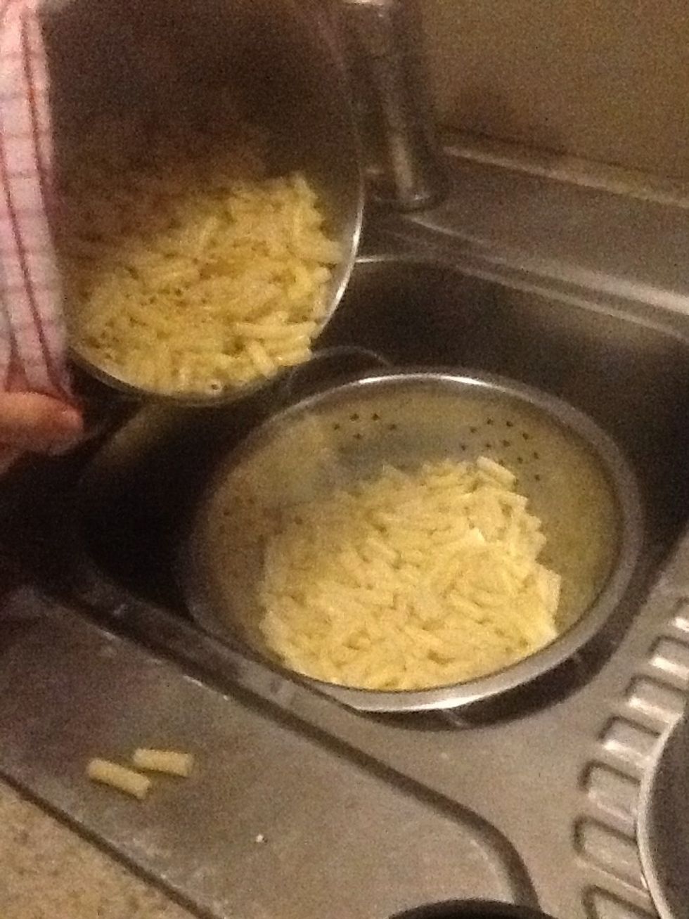 Drain pasta ,return to pan