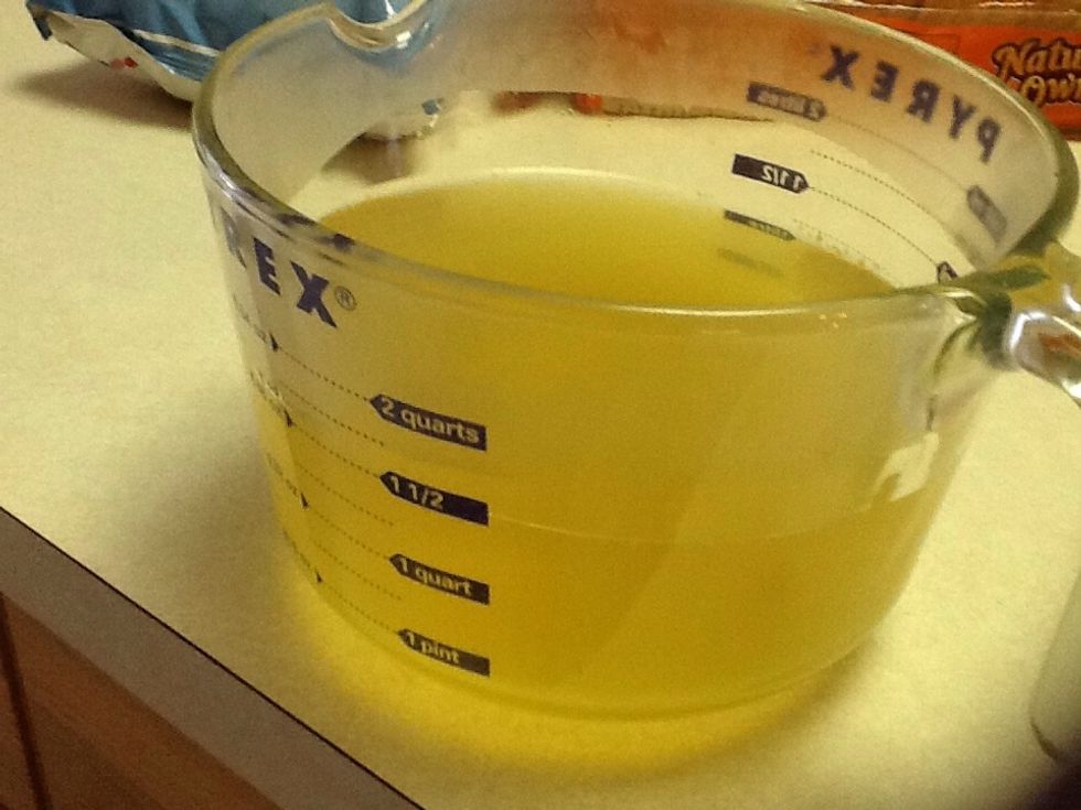 Drain shrimp stock.