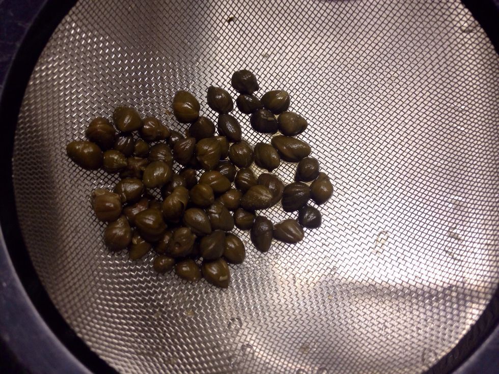 Drain the capers.