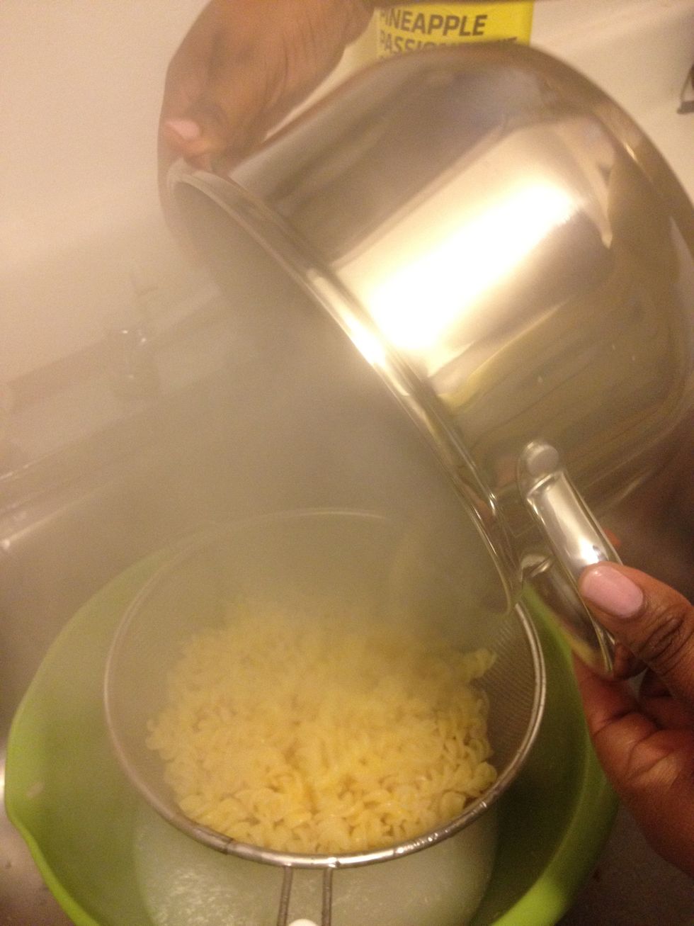 Drain the Fusilli pasta. DO NOT RINSE!! This takes away flavor