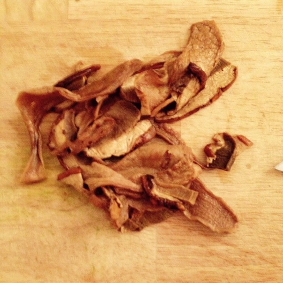 Drain the porcini from the stock, without throwing it away. Cut them if too big, but don't chop the mushrooms too finely