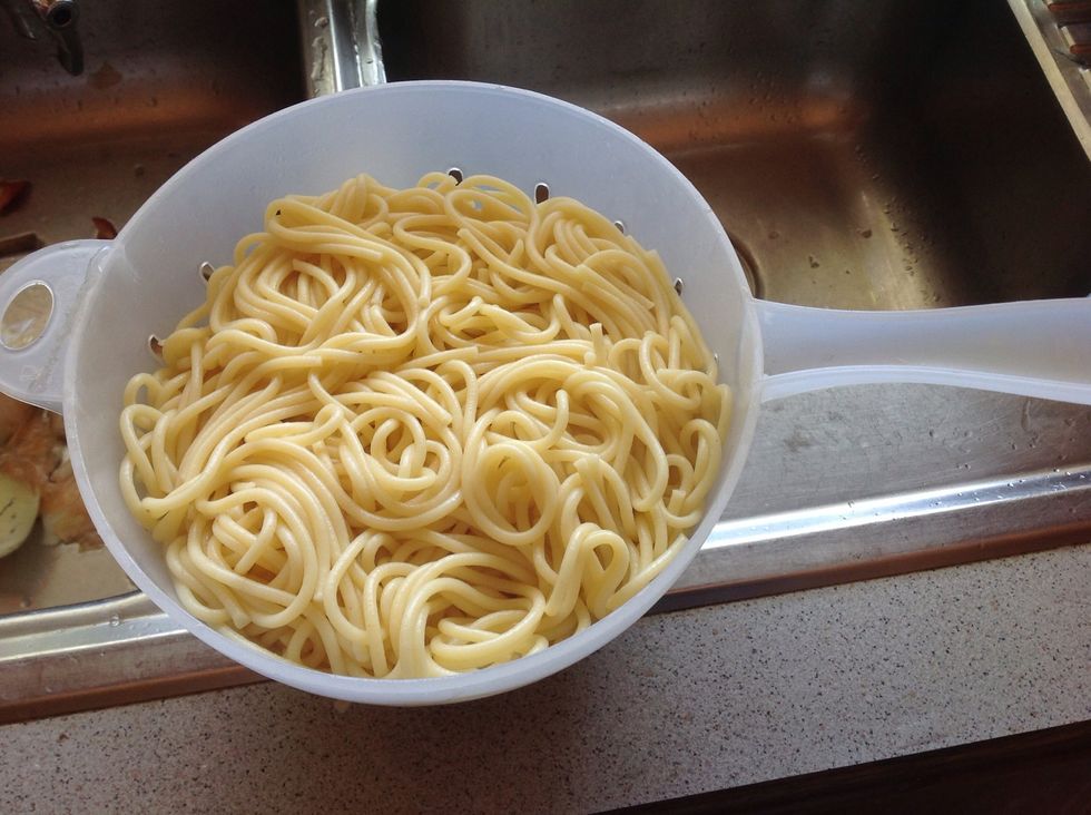 Drain the spaghetti