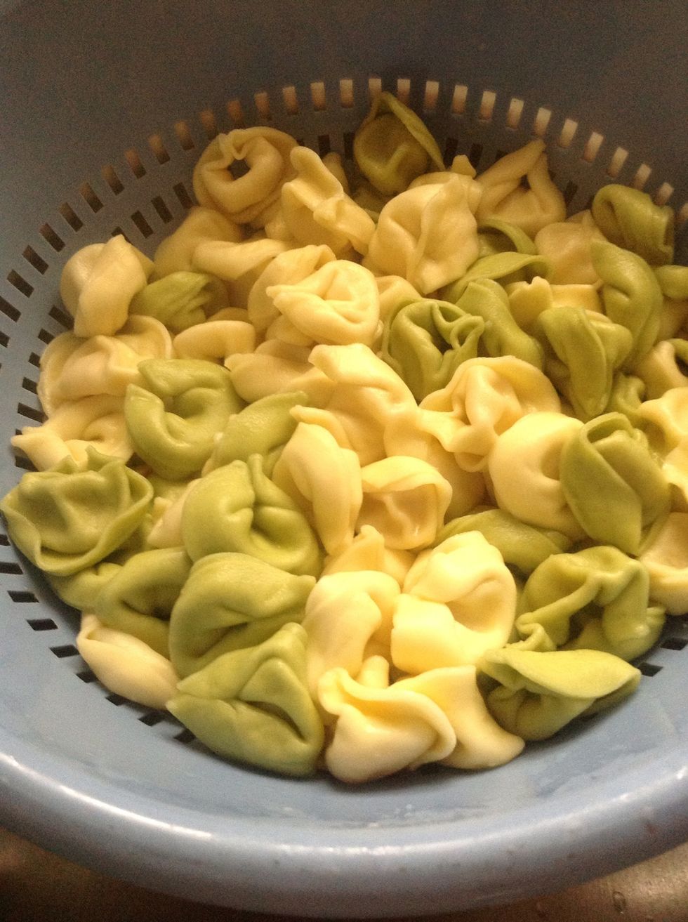Drain tortellini and allow to rest.