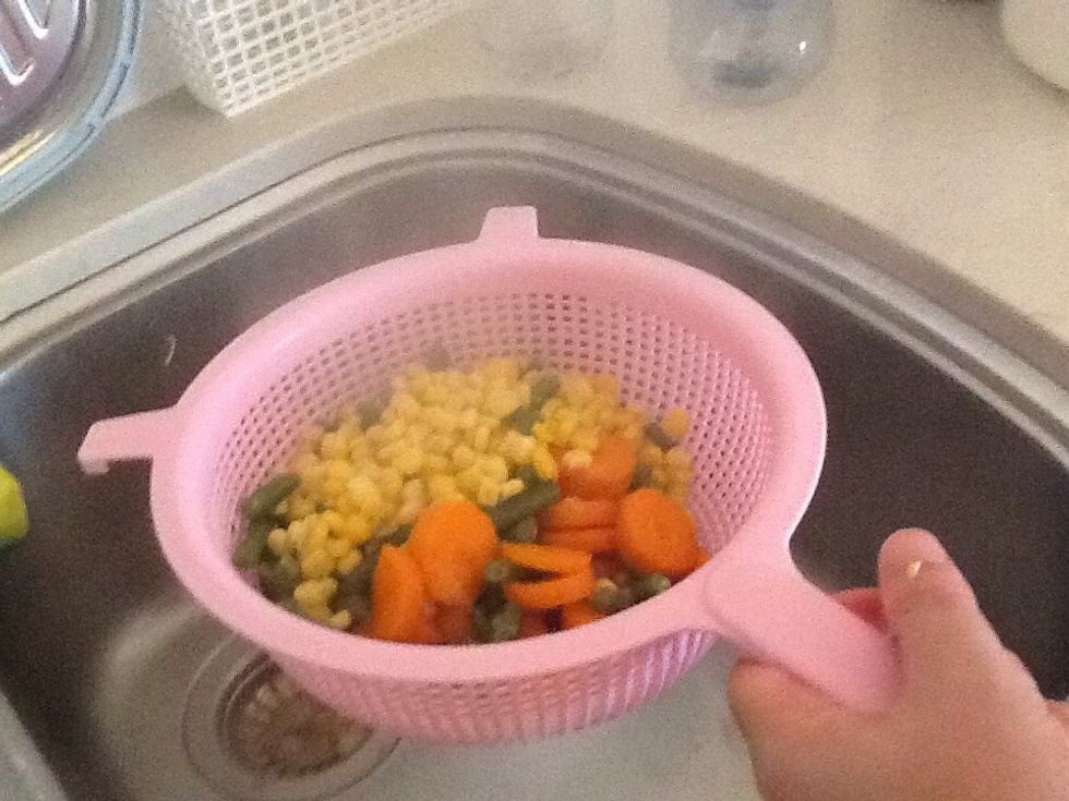 Drain veggies using strainer
