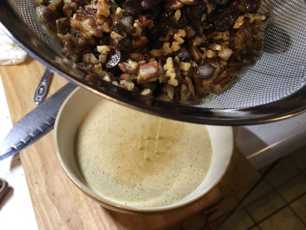 Drain. Wait... Drain? Yes, depending on the size of your crust, you'll probably end up with more wet than you need. Trust me.