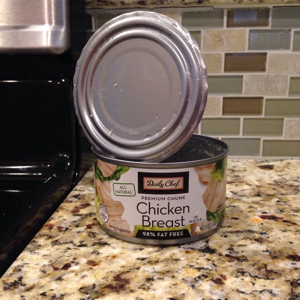 Drain your cans of chicken. Add drained chicken to large mixing bowl.