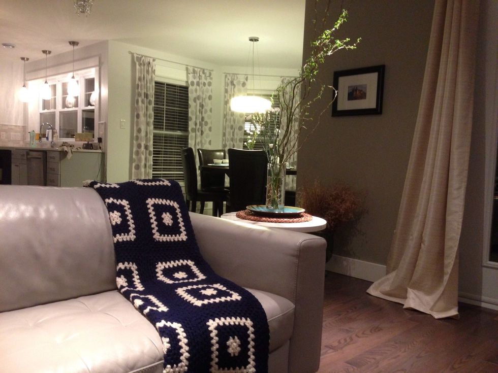 Drape a patterned crocheted wool throw on your sofa for those chilly evenings. Preferably, share and enjoy with a loved one!