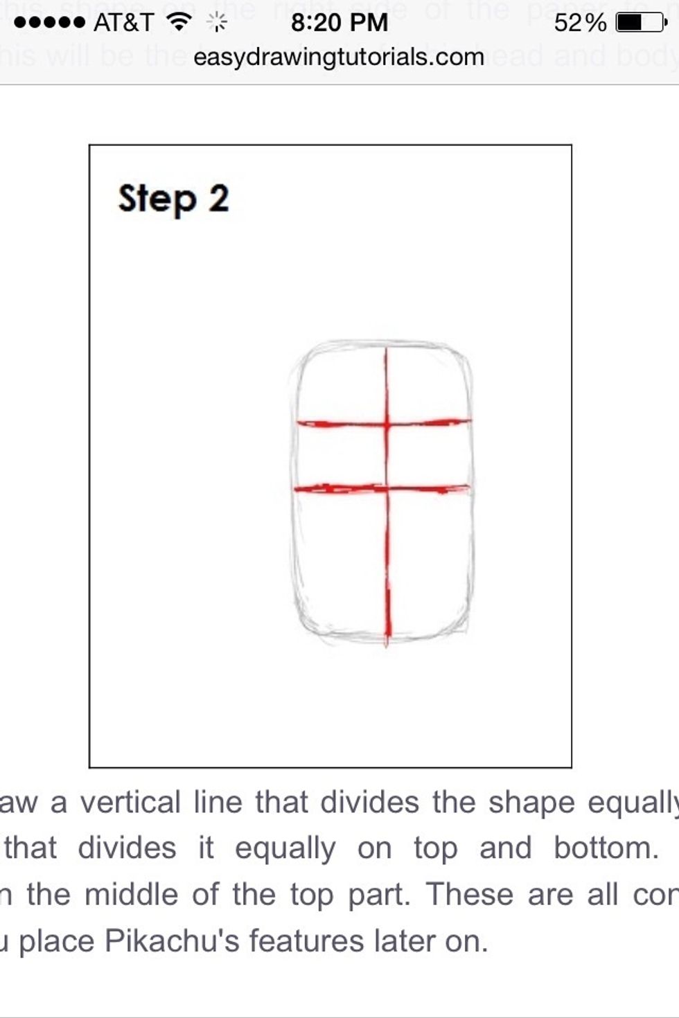Draw 2 horizontal lines and 1 line down the middle of the rectangle.