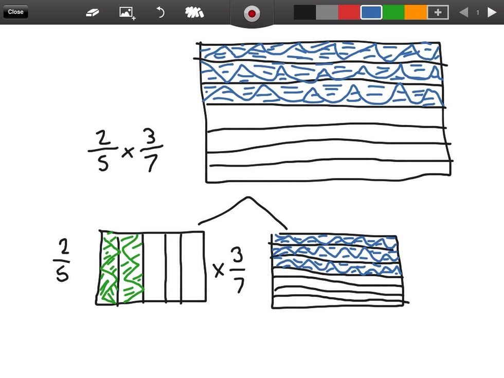 Draw 3/7 the same way you did in the smaller picture, but bigger.