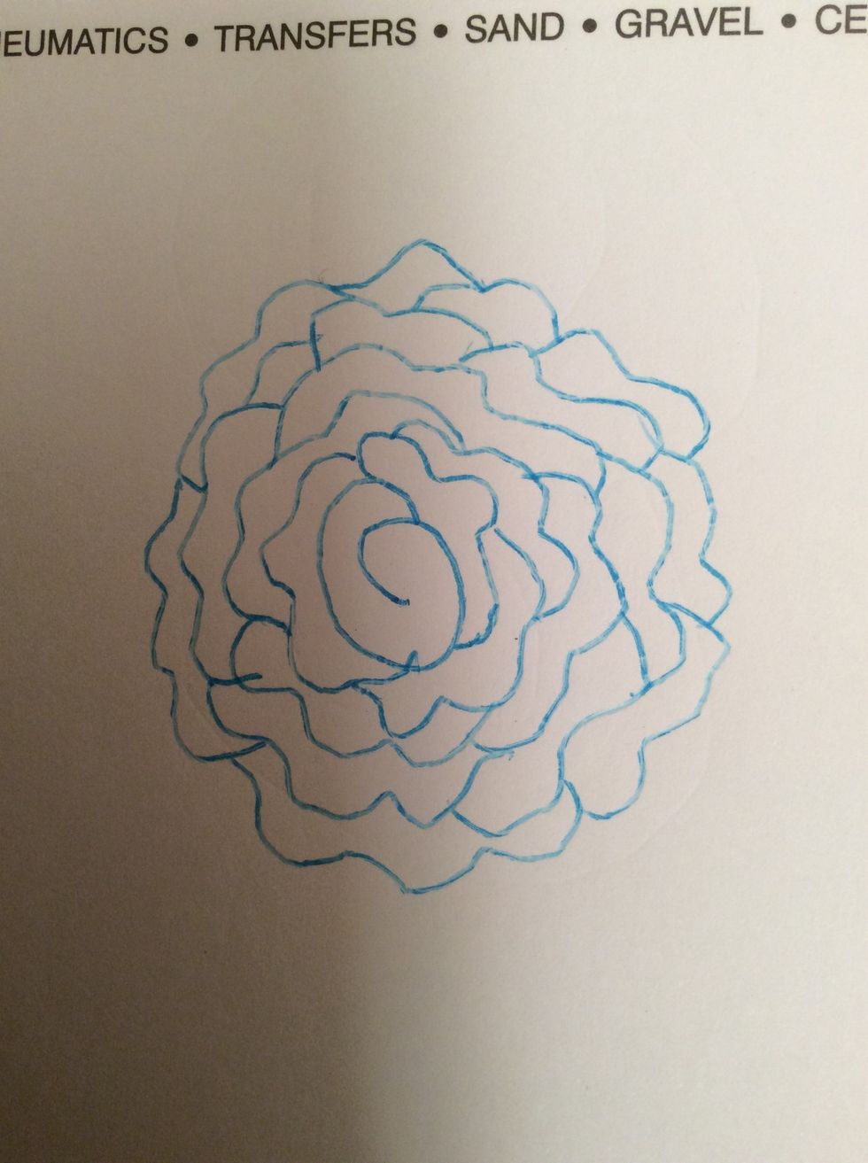 Draw 3 hill likes around the swirl and then at the end draw 2 swirl like ( it depends how big you want your rose, don't make it too big )