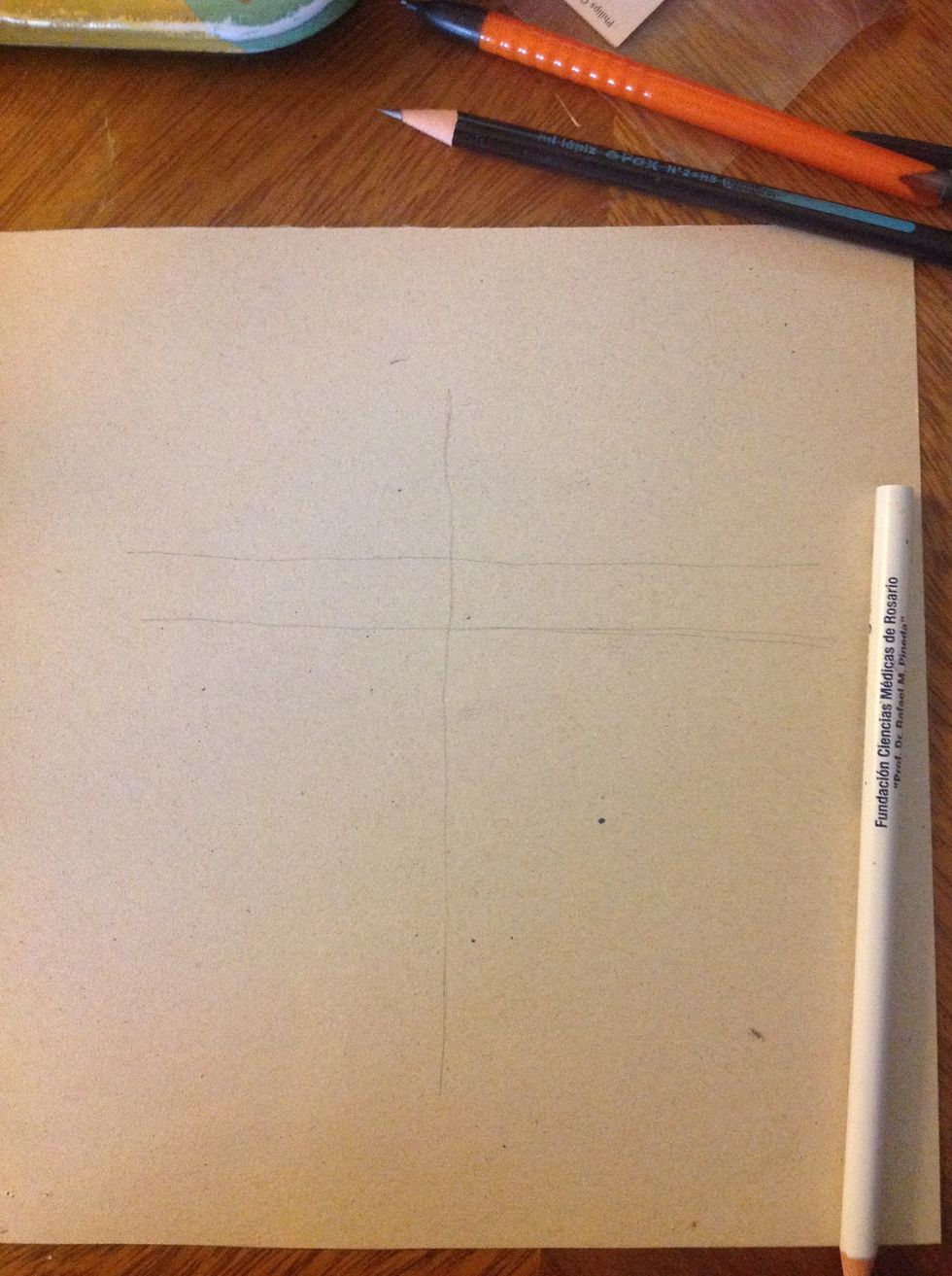 Draw 3 lines (no need of a ruler). The space between the horizontal lines will be the size of our eyeballs. NEVER ERASE THIS LINES, ARE VERY VERY IMPORTANT!