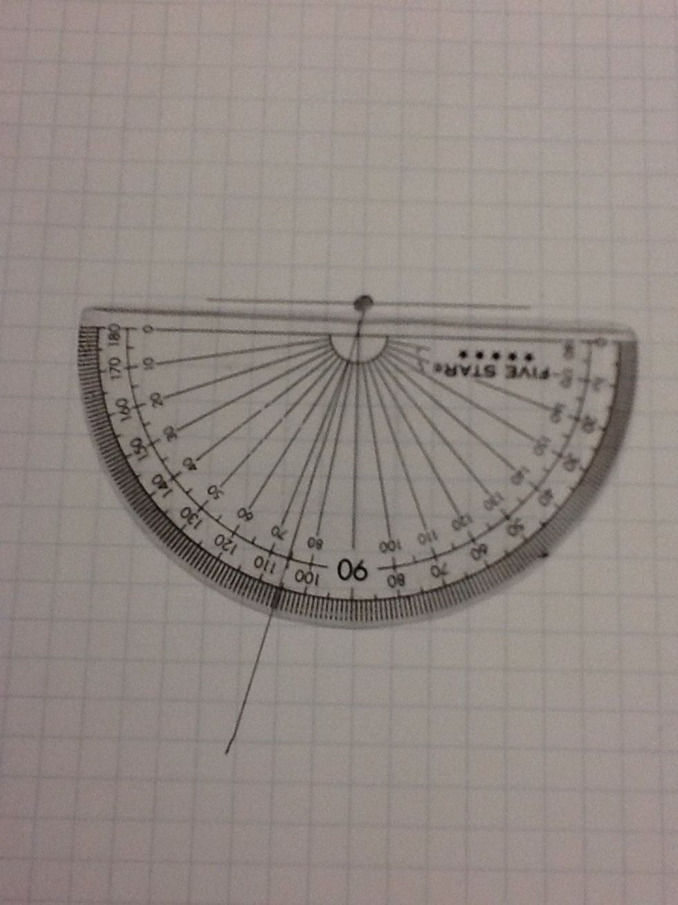 Draw a 105 degree angle anywhere on the line connected to the dot