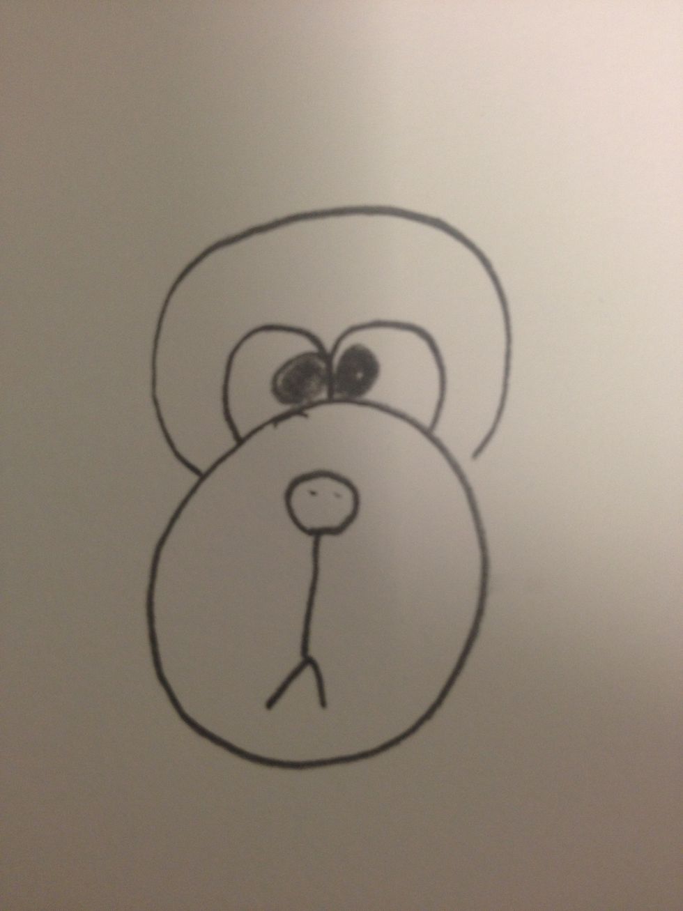 Draw a 3/4 circle over the eyes