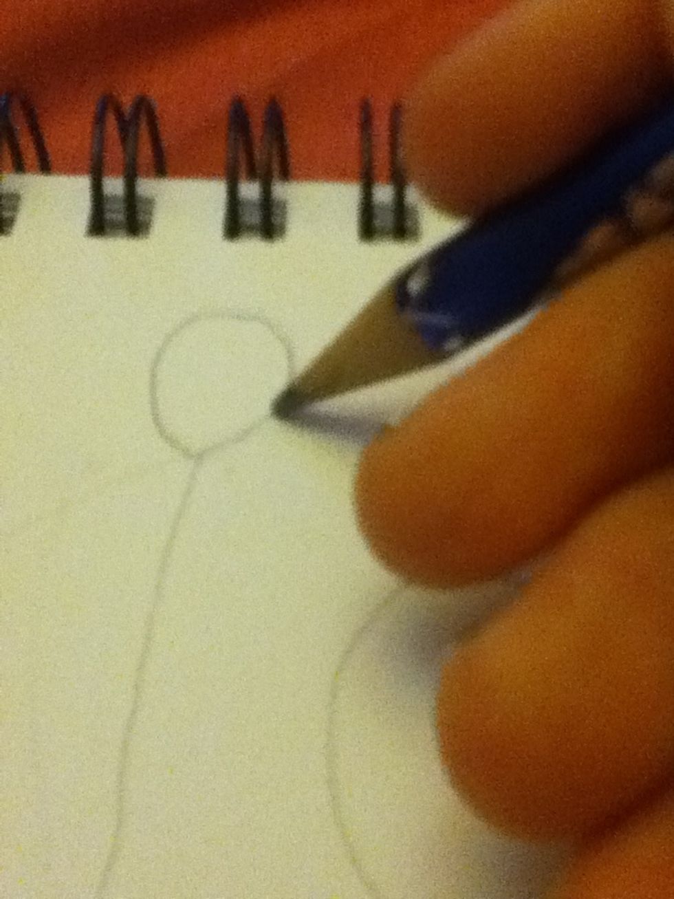 Draw a balloon shape at the end of his arms to get a basic idea of where his hand will be