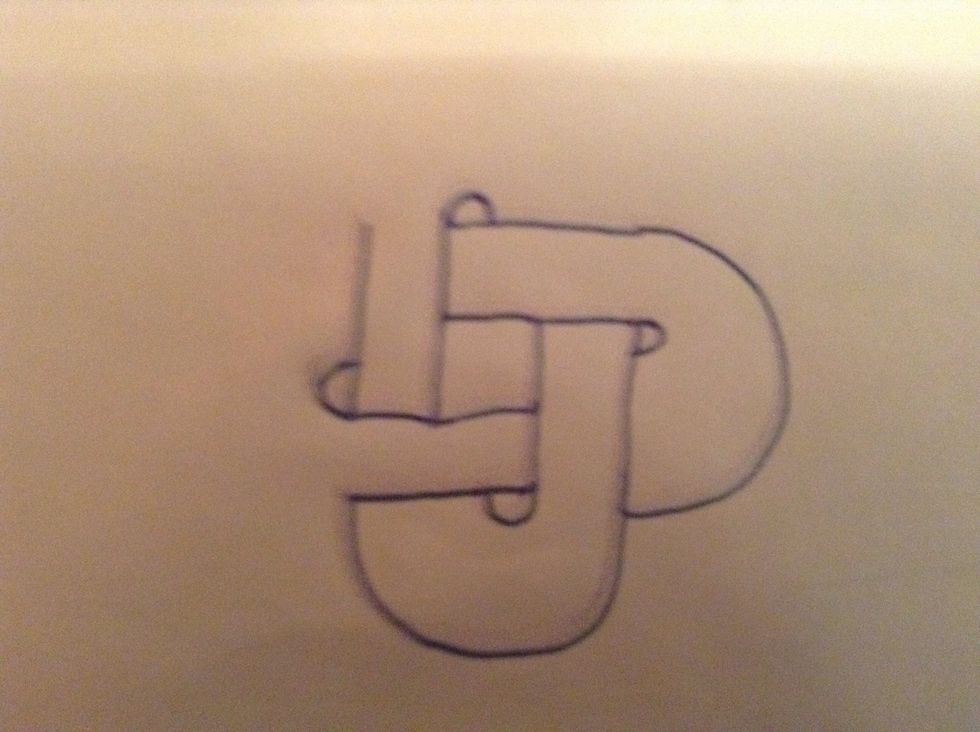 Draw a big semi-circle from the end of each line