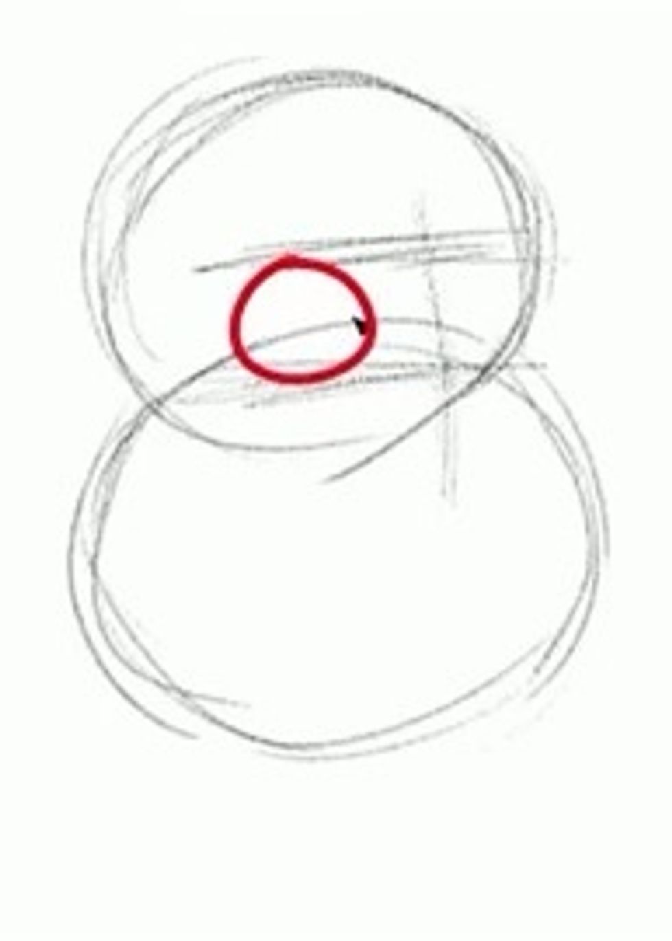 Draw a circle between the two horizontal lines for the eye.