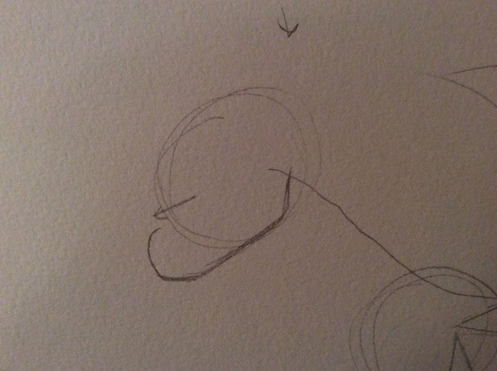 Draw a curved line for the creatures nostril area