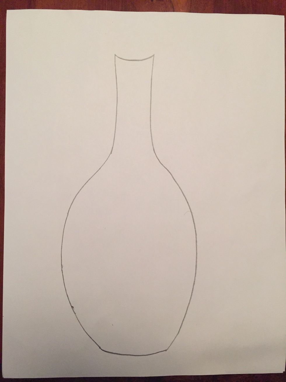Draw a curved line for the top of your bottle.