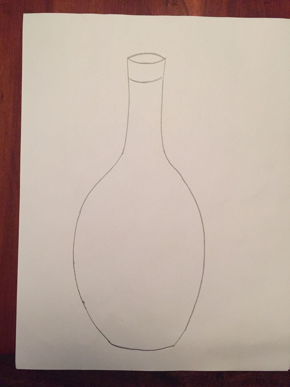 Draw a curved line on the neck of your bottle. This makes it more interesting.
