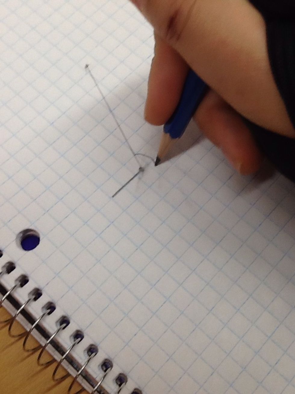 Draw a curved line to mark of where the angle is.