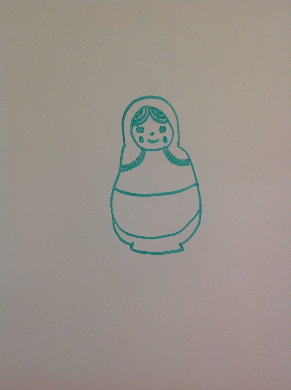 Draw a curved line towards the bottom that curves up from side to side