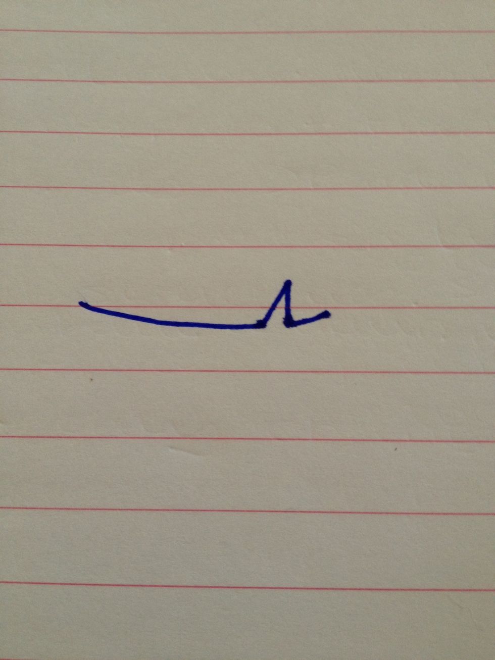 Draw a curved line with a crack in it.