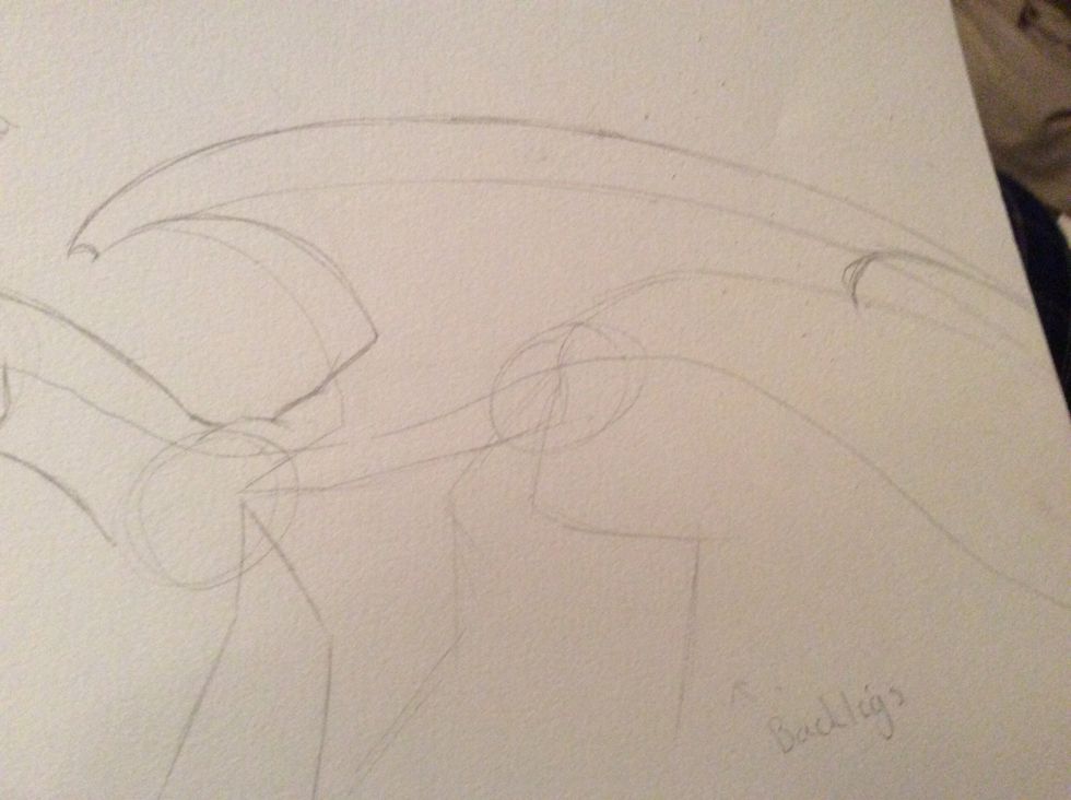 Draw a curvy line as the top of the wing