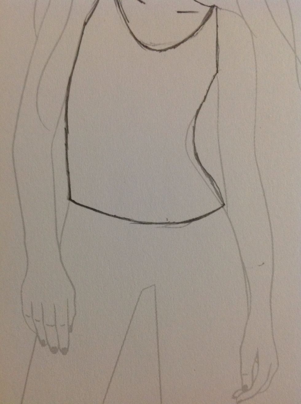 Draw a curvy line to join the 2 vertical lines. You've done the singlet