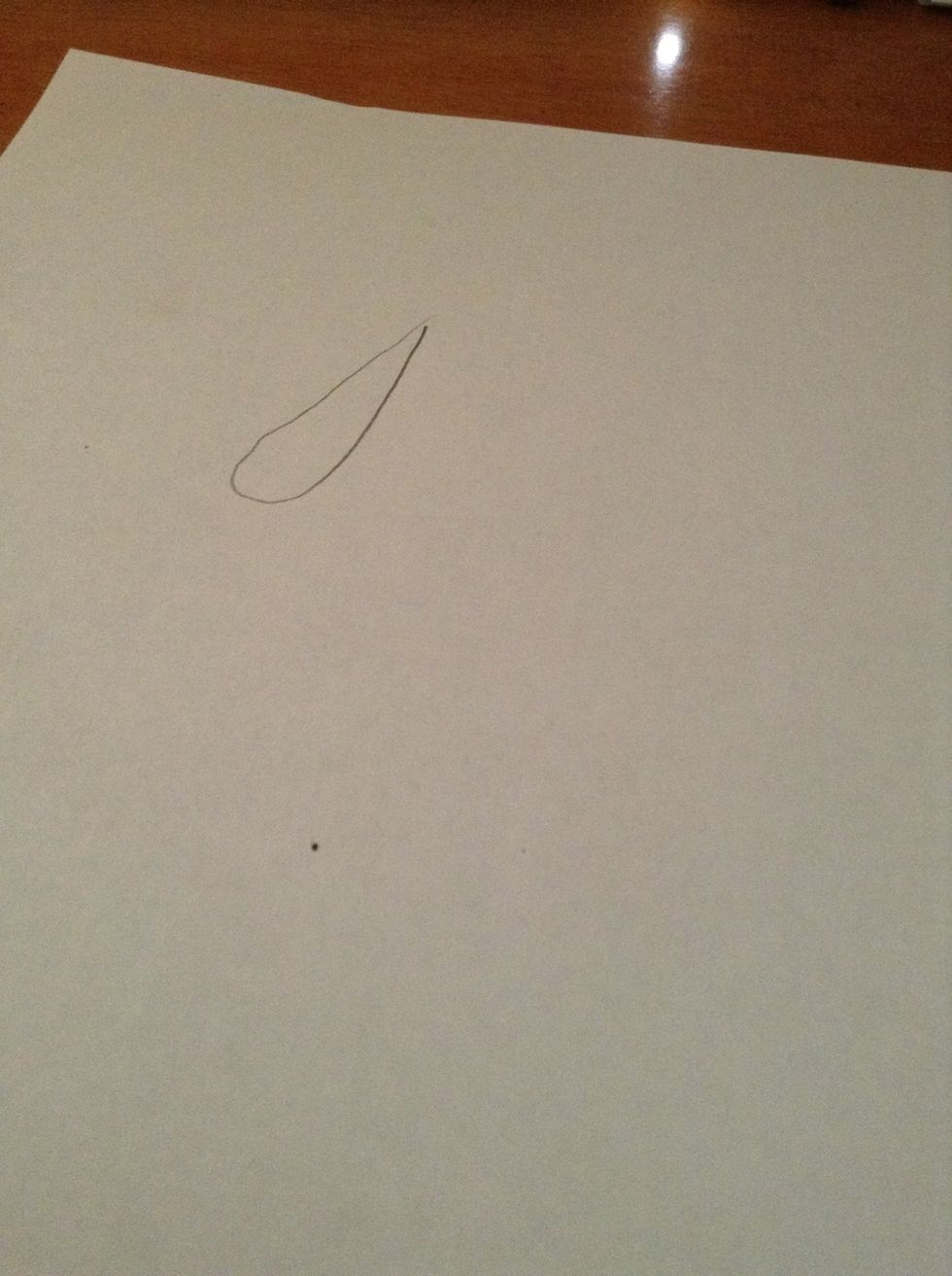 Draw a diagonal teardrop for one of the ears.