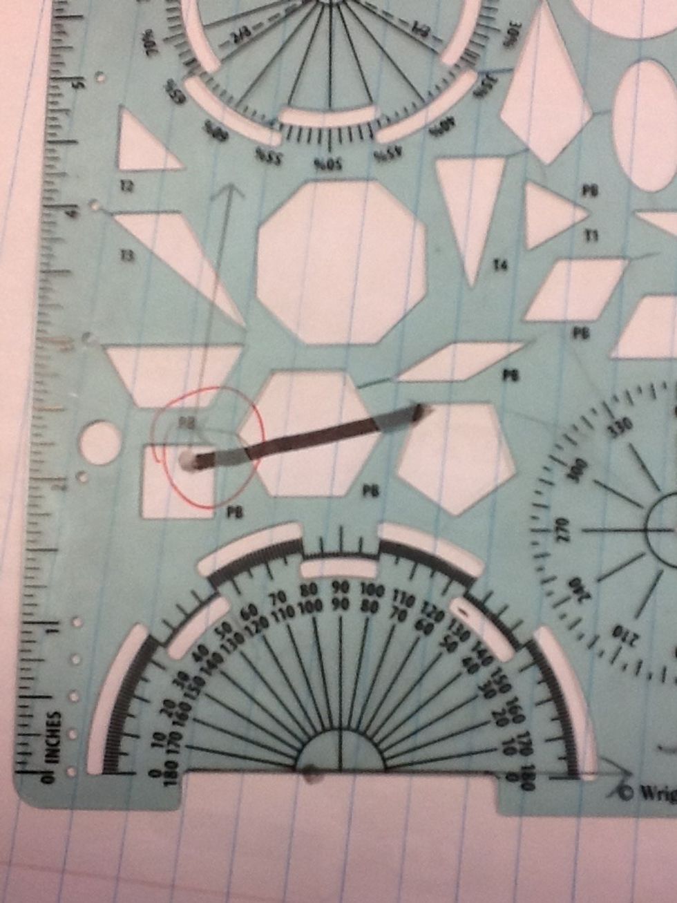 Draw a dot where the other ray should cross the edge of the protractor.