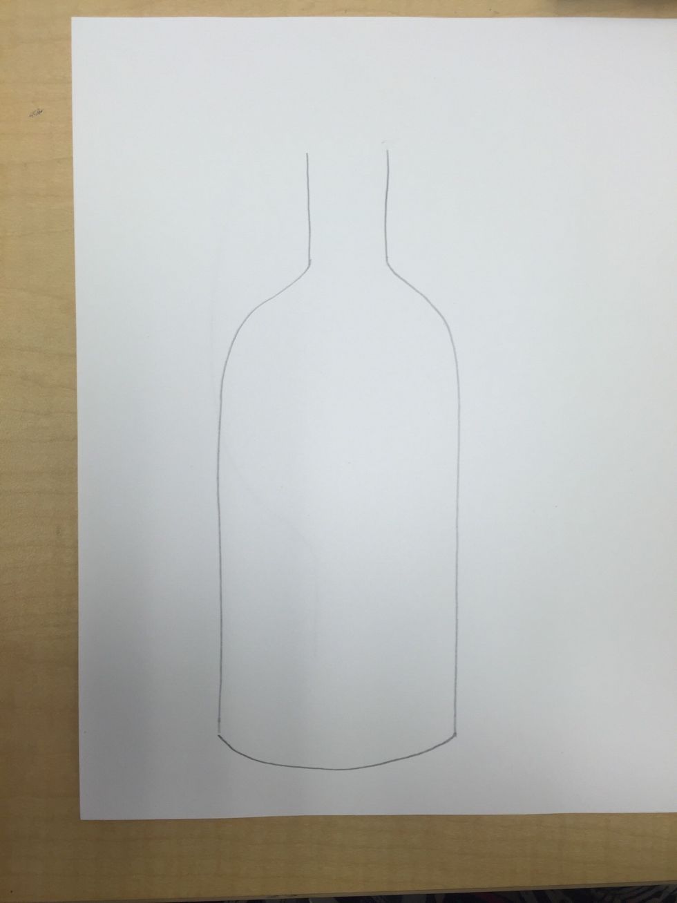 Draw a downward curved line for the bottom of your bottle.