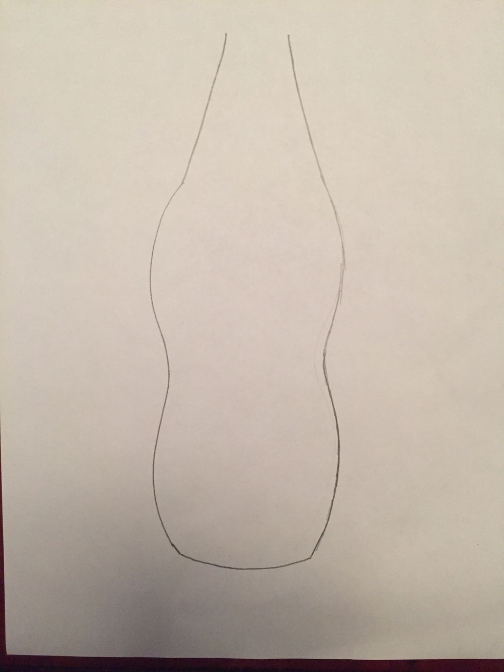 Draw a downward curving line for the bottom of your bottle.