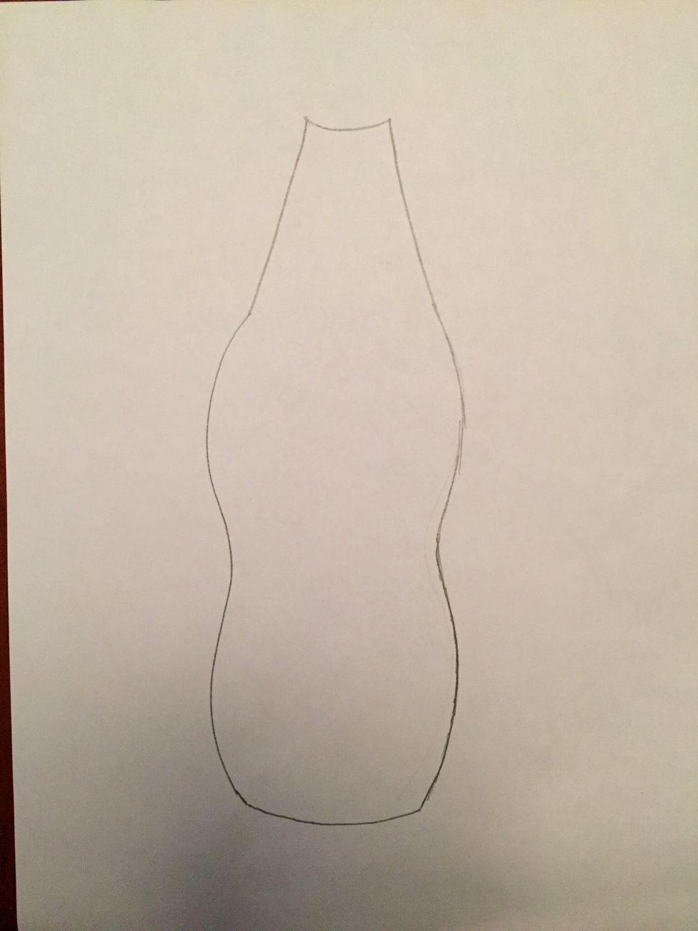 Draw a downward curving line for the top of your bottle.