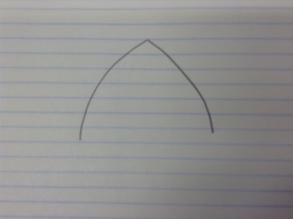 Draw a half circle pointed at the top