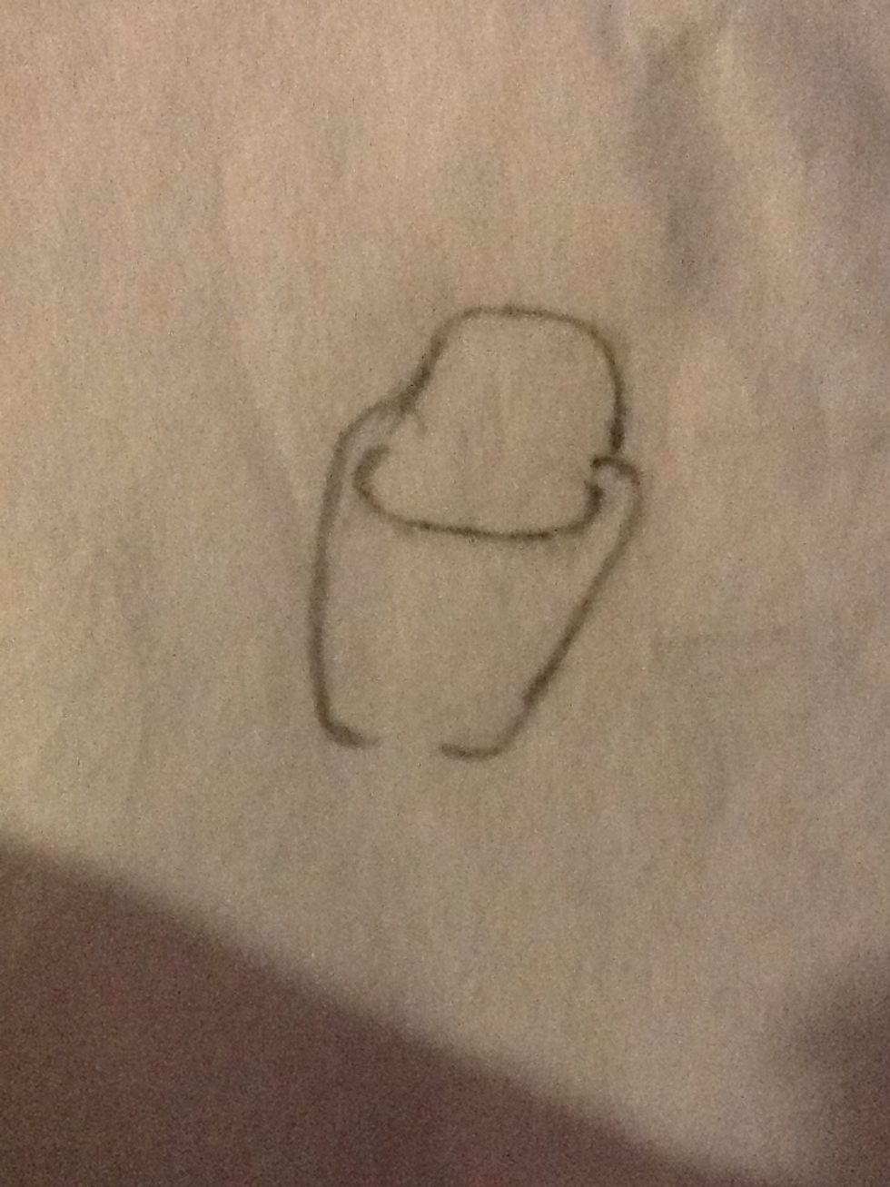 Draw a half oval to start his mouth