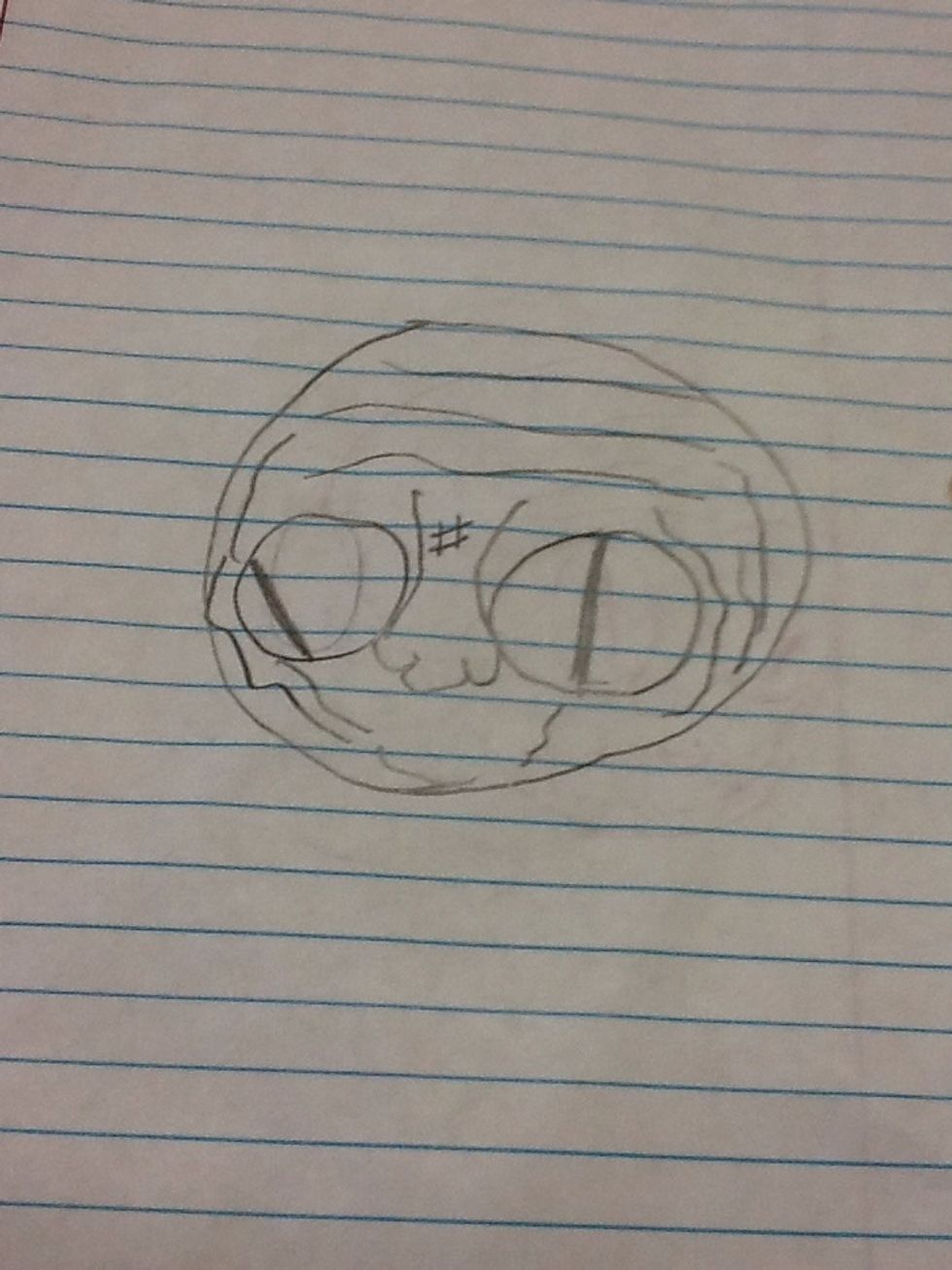 Draw a hashtag on top of the nose.