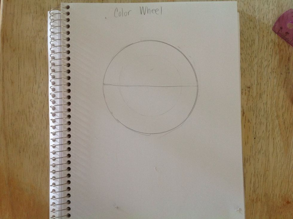 Draw a horizontal line to divide the circle in half.