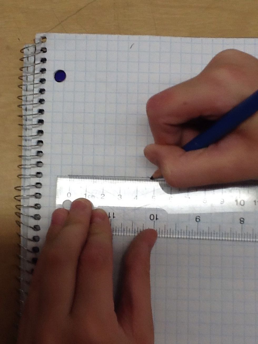 Draw a horizontal line, using a ruler, measuring approximately 4 centimetres long.