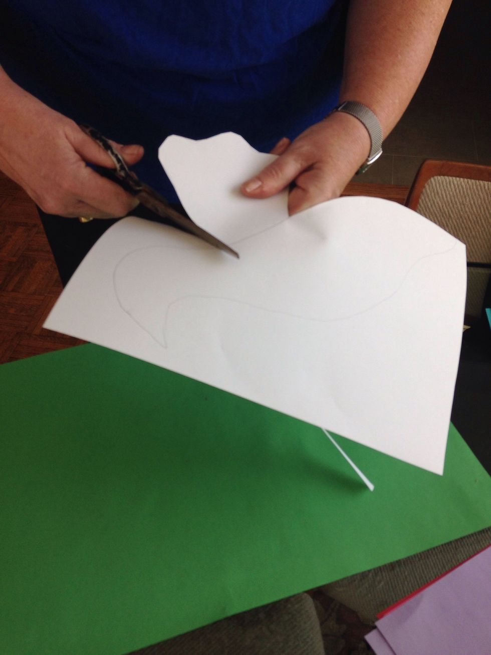 Draw a large animal shape on 9x12 paper. Cut it out.