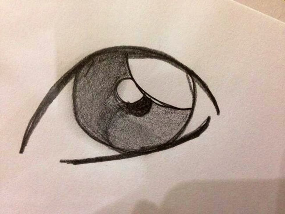 Draw a line below the eyeball. You can smudge the shades with your finger if you prefer that look.