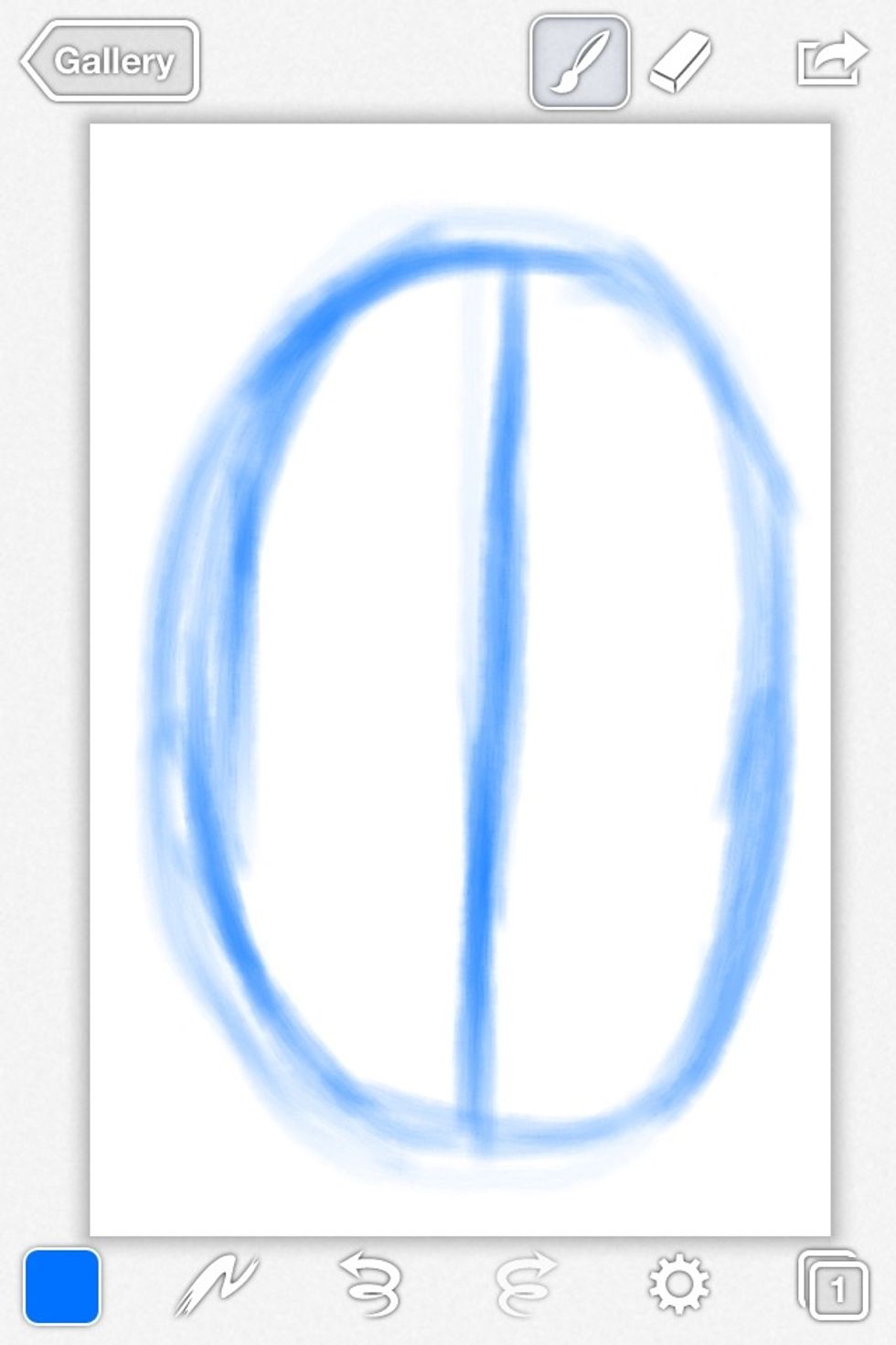 Draw a line down the middle to divide the head.