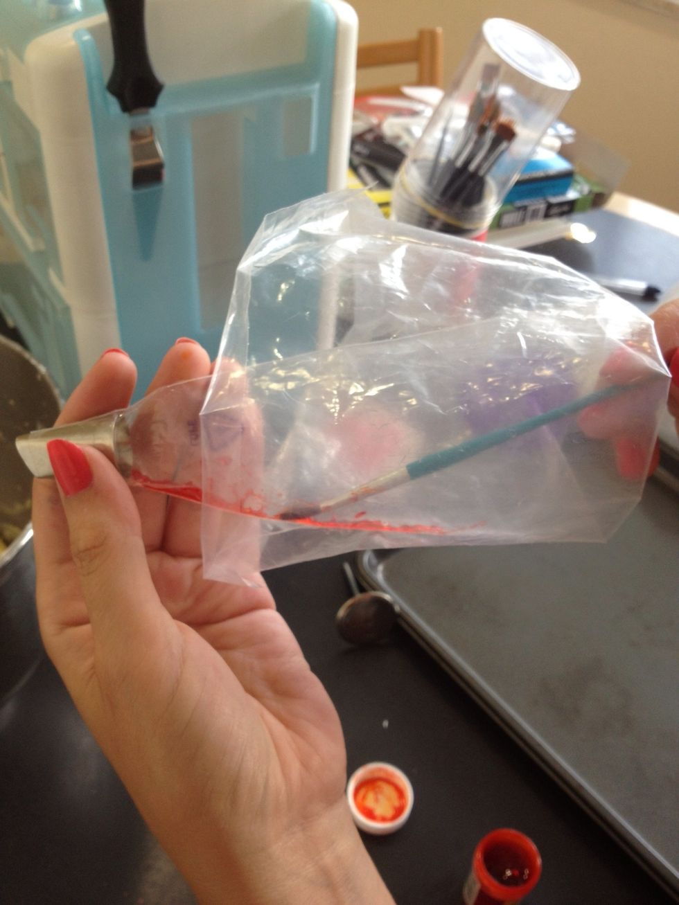 Draw a line with the food coloring.