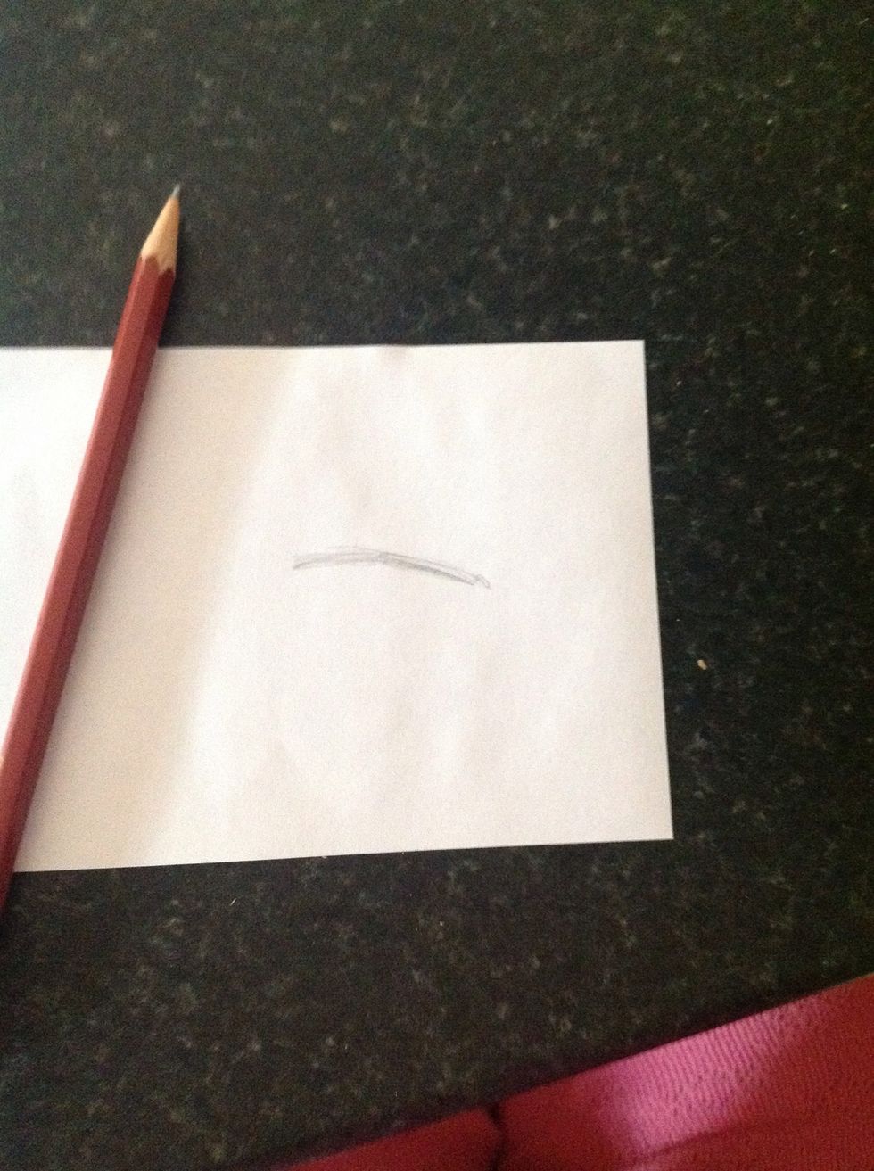 Draw a little semi circle thing in pencil make sure it is a bit bold